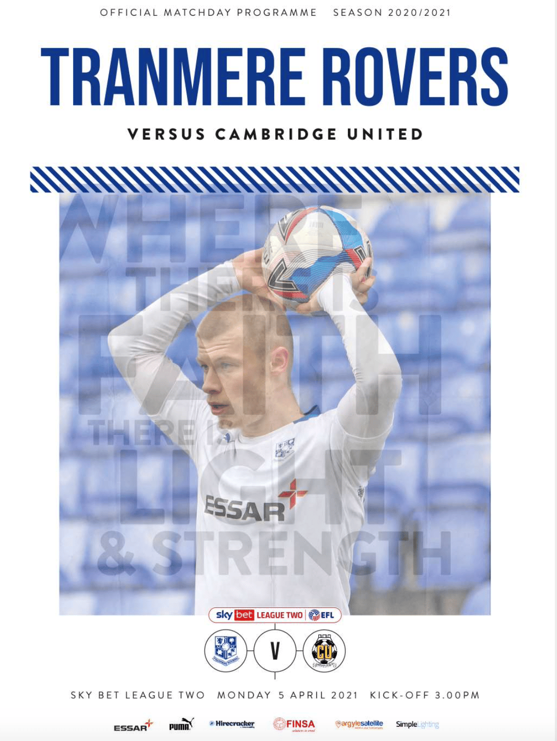 Tranmere Rovers v Cambridge U match programme